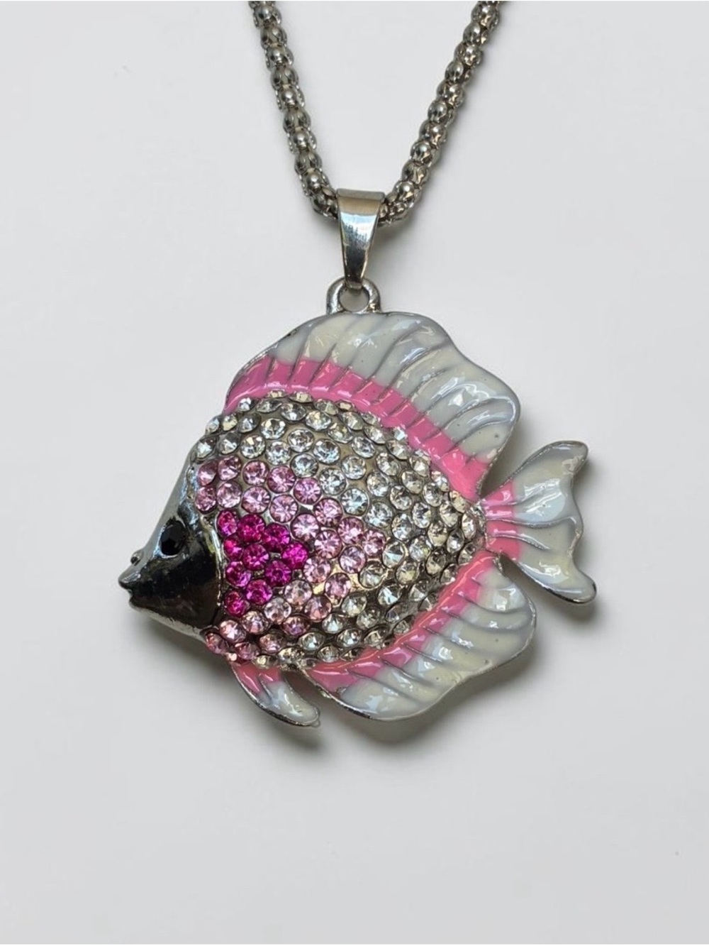 Betsey Johnson Pink Rhinestone Tropical Fish Pendant Necklace